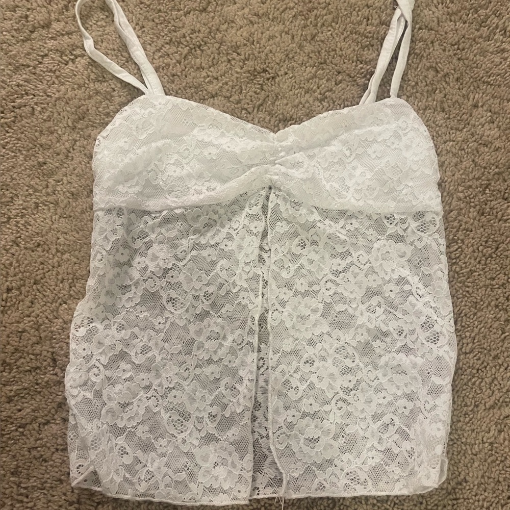 Subdued White Lace Tank Top
